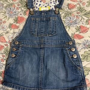 Mini Boden Denim Dress Jumper Overall Heart Pocket Toddler Girl Size 2t 3t